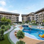 Строящийся трехэтажный комплекс в районе Оба